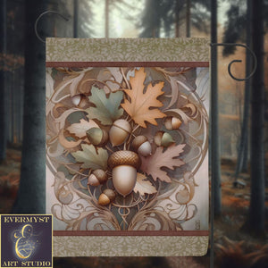 a picture of a leaf and acorn design