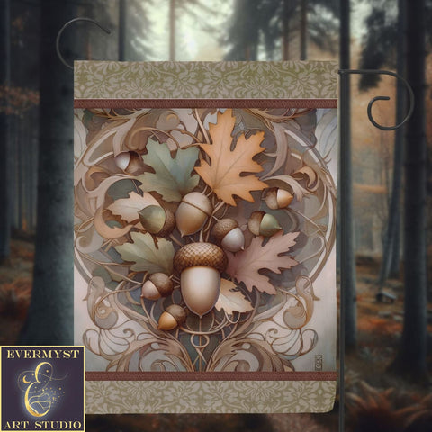 a picture of a leaf and acorn design