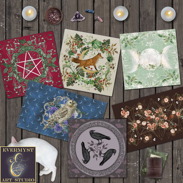 Altar And Tarot Cloth Summer Litha Triple Moon Design Square