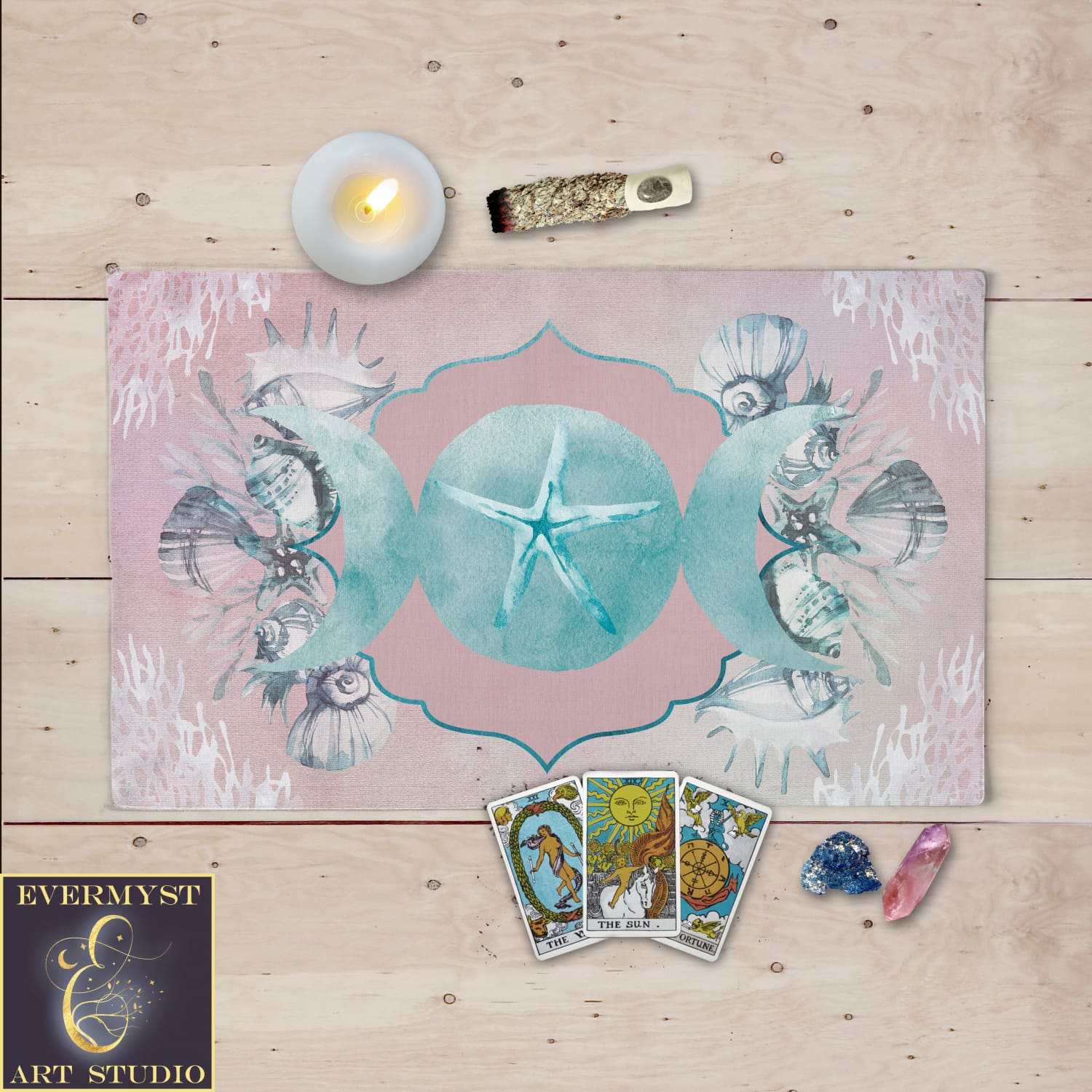 Altar Cloth Sea Ocean Theme Witch Tarot Mat Rec