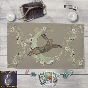 Altar Cloth Spring Hare Moon Rabbit Ostara Tarot Mat Decor Cotton Twill Rec