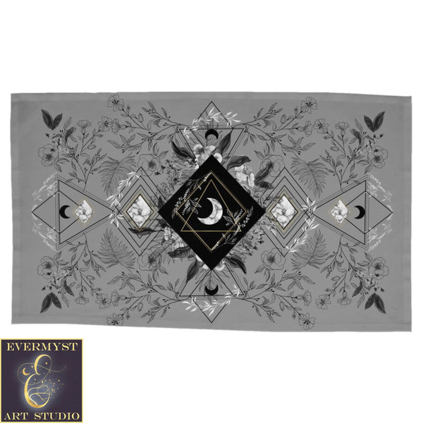 Altar Cloth - Tarot Boho Grey Moon And Black White Design Rec