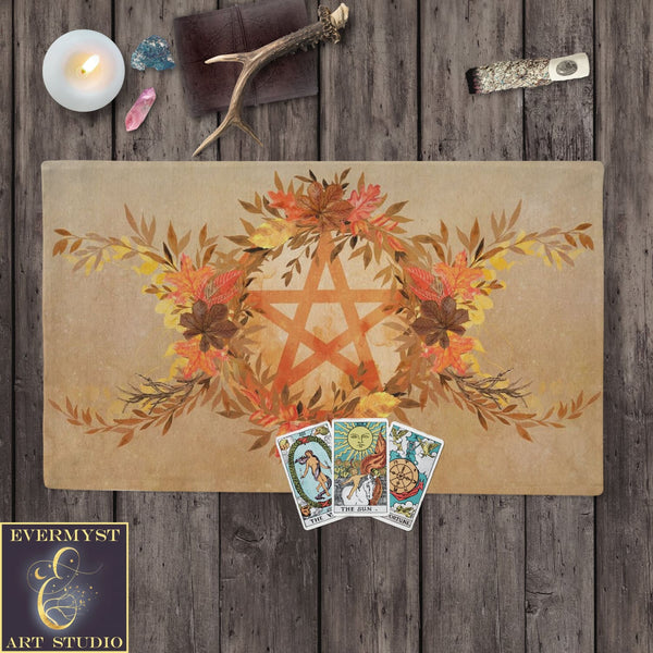 Altar Cloth Tarot Fall Leaves Pentacle Rec