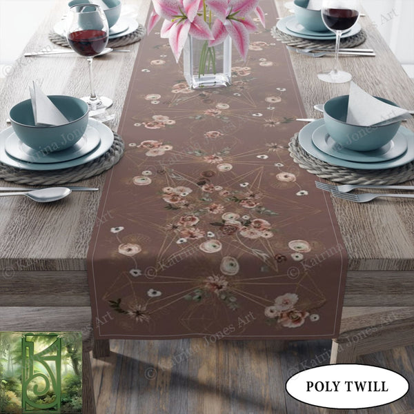 Altar Clothtable Runner - Geometric Floral Design Crystal Grid Earth Colors