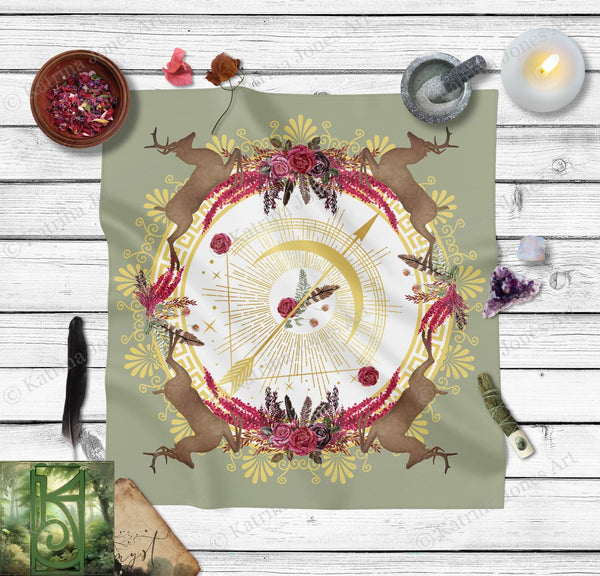 Goddess Artemis Altar Tarot Cloth Square