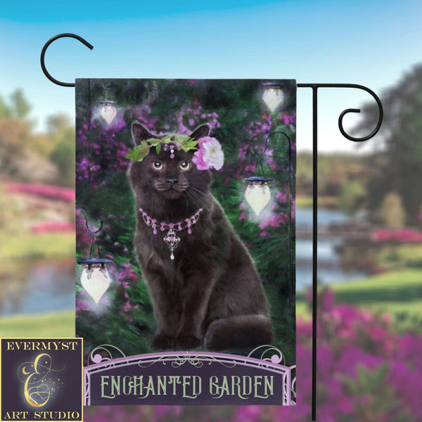 Black Cat Enchanted Garden Flags Flag