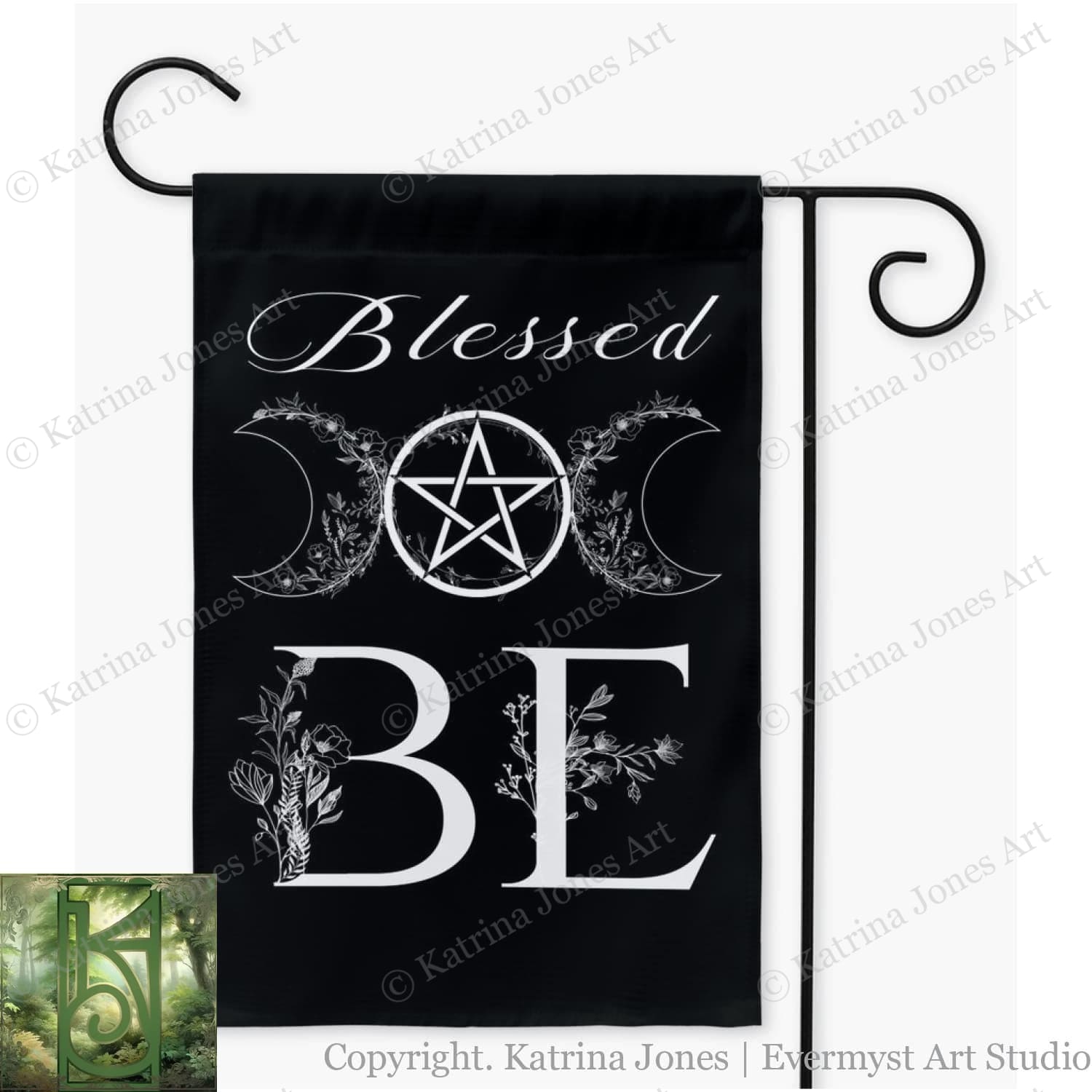 Witchy Decorative Garden Flag Blessed Be Wicca Pentacle Single / 12X18 Inch