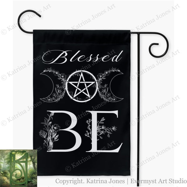 Witchy Decorative Garden Flag Blessed Be Wicca Pentacle Single / 12X18 Inch