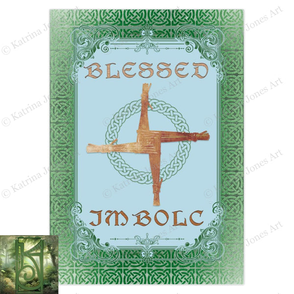Blessed Imbolc Greeting Card Celtic Spring Pagan Witch Brigid Cross Blank Notecard 1