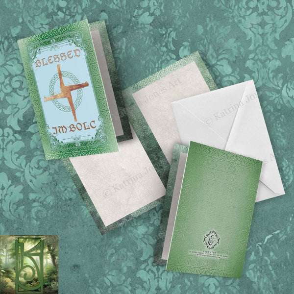 Blessed Imbolc Greeting Card Celtic Spring Pagan Witch Brigid Cross Blank Notecard