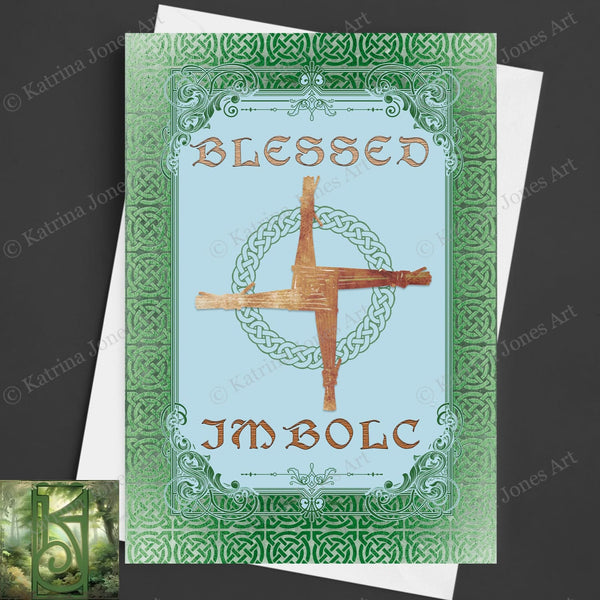 Blessed Imbolc Greeting Card Celtic Spring Pagan Witch Brigid Cross Blank Notecard