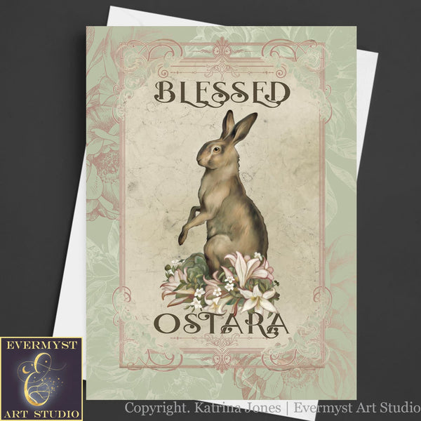 Blessed Ostara Greeeting Card Easter Spring Equinox Pagan Witch Sabbat Blank Notecard 10 Cards