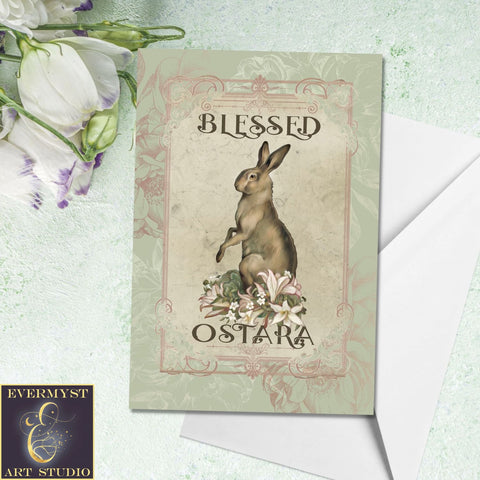 Blessed Ostara Greeeting Card Easter Spring Equinox Pagan Witch Sabbat Blank Notecard