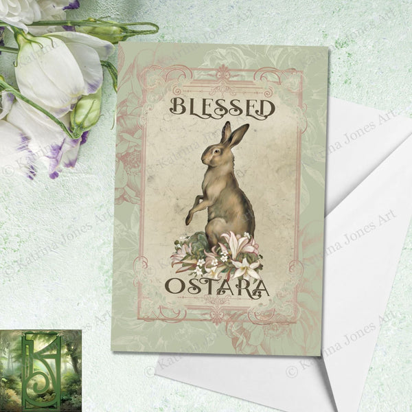 Blessed Ostara Greeeting Card Easter Spring Equinox Pagan Witch Sabbat Blank Notecard
