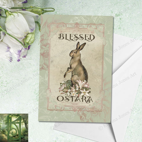 Blessed Ostara Greeeting Card Easter Spring Equinox Pagan Witch Sabbat Blank Notecard