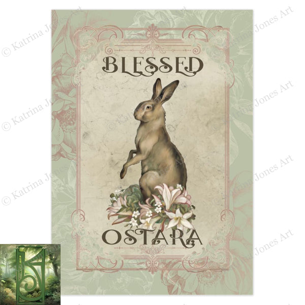 Blessed Ostara Greeeting Card Easter Spring Equinox Pagan Witch Sabbat Blank Notecard