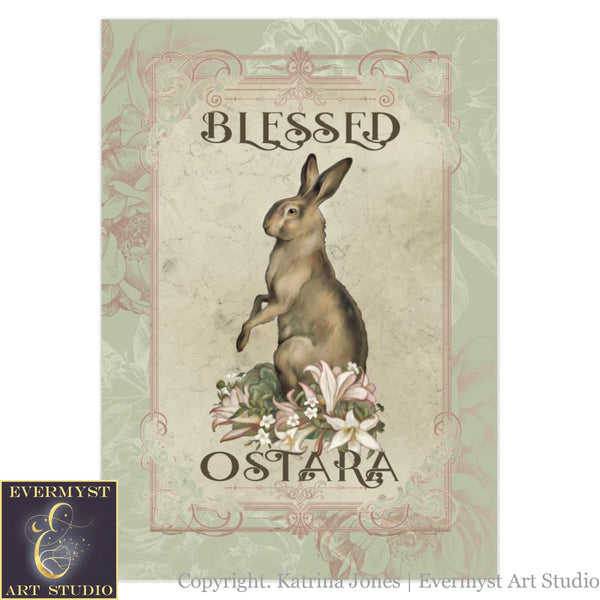 Blessed Ostara Greeeting Card Easter Spring Equinox Pagan Witch Sabbat Blank Notecard