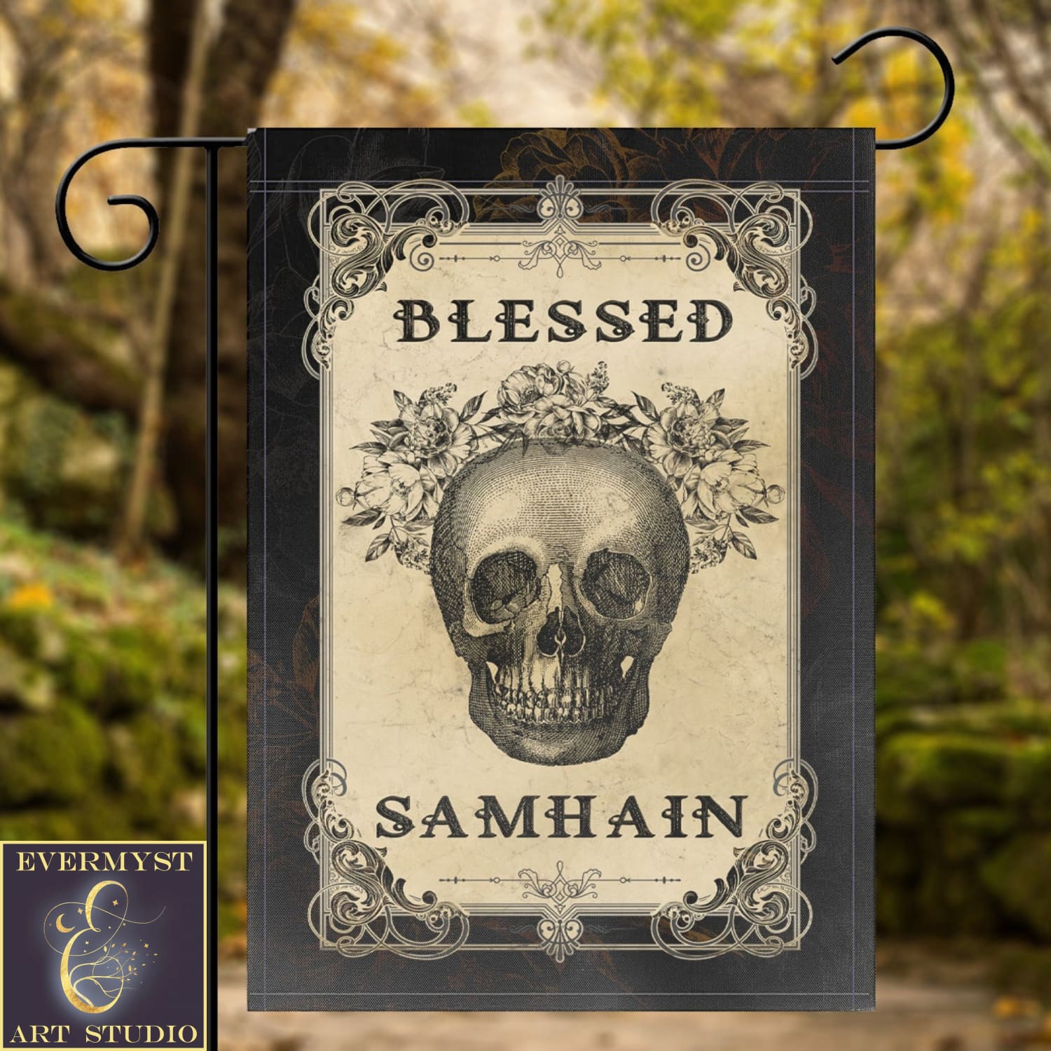 Blessed Samhain Garden Flag - Pagan Witch Decorative Single / 12X18 Inch