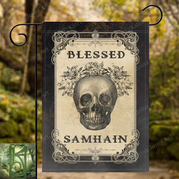 Blessed Samhain Garden Flag - Pagan Witch Decorative Single / 12X18 Inch