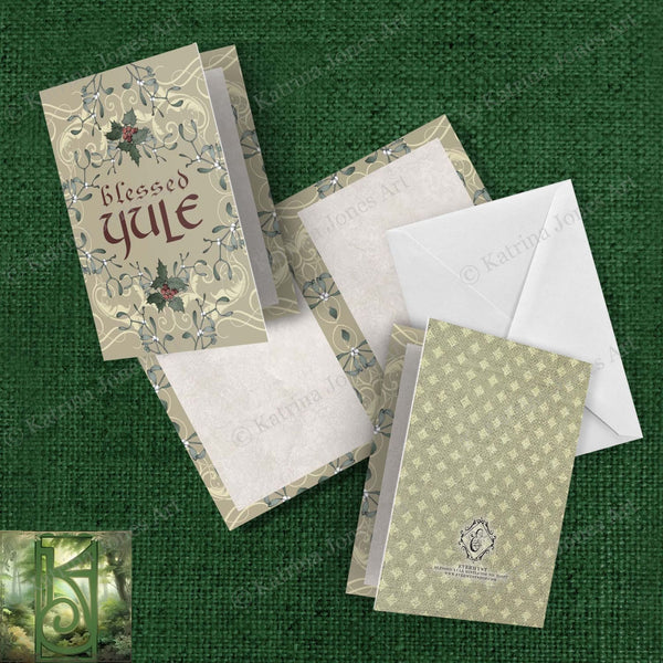Blessed Yule Greeting Card Yuletide Holiday Season Blank Notecards