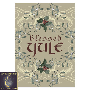 Blessed Yule Greeting Card Yuletide Holiday Season Blank Notecards 1