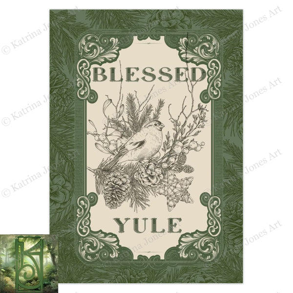 Blessed Yule Nature Greeting Card Yuletide Simple Winter Solstice Notecards 10 Cards