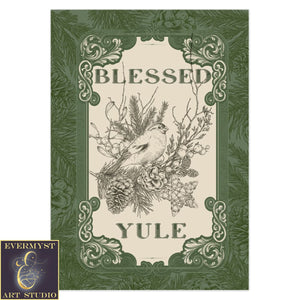 Blessed Yule Nature Greeting Card Yuletide Simple Winter Solstice Notecards 10 Cards