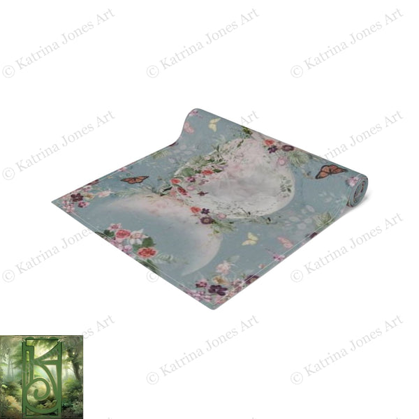 Beltane Summer Garden Triple Moon Table Runner Tarot Reading Mat Wicca Witch Decor