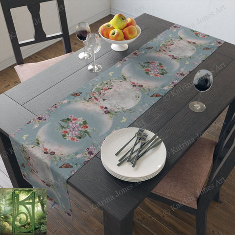 Beltane Summer Garden Triple Moon Table Runner Tarot Reading Mat Wicca Witch Decor