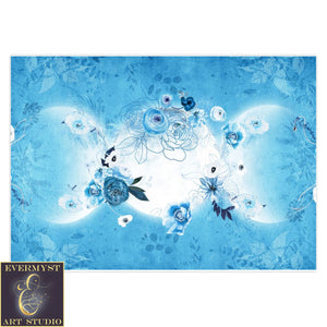 Blue Triple Moon Greeting Card Set Pagan Goddess Wicca Notecard 5 Cards