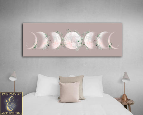 Blush And Greenery Moon Phases Canvas Art Print