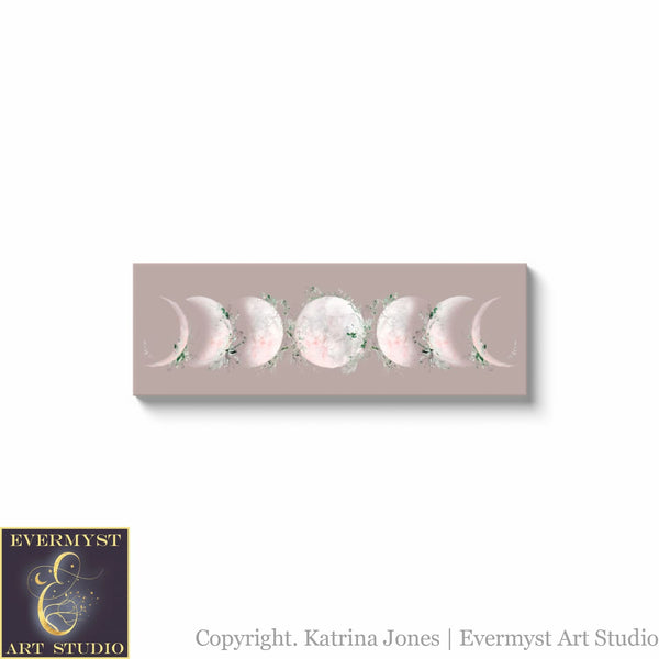 Blush And Greenery Moon Phases Canvas Art Print