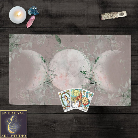 Blush And Greenery Triple Moon Altar Cloth Rec