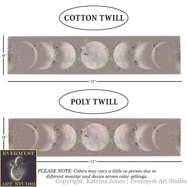 Boho Witchy Moon Phases Table Runner Altar Cloth