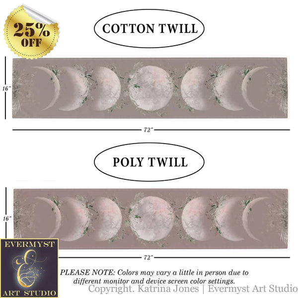 Boho Witchy Moon Phases Table Runner Altar Cloth