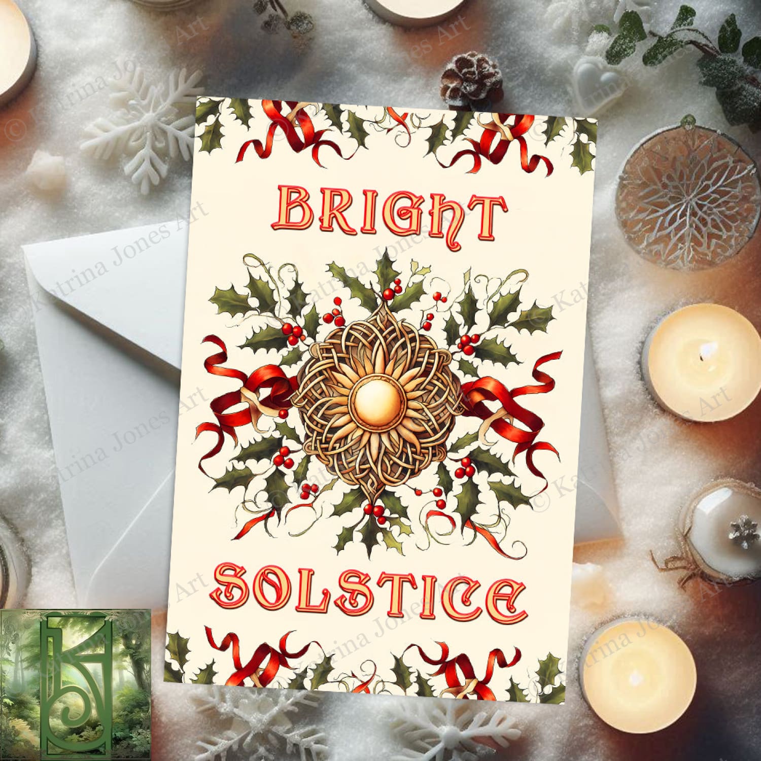 Bright Solstice Blank Greeting Card Yule Cards