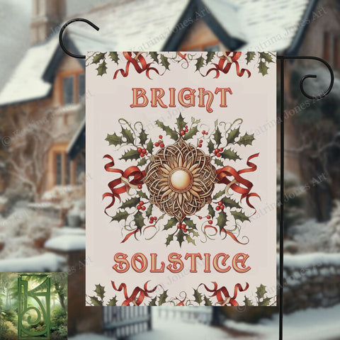 a sign that says bright solstic on a snowy day