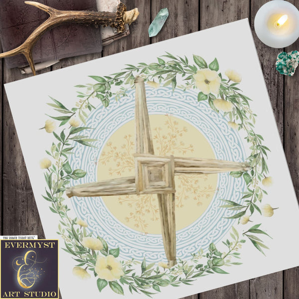 Brigid Altar Cloth - Tarot Imbolc Brig Spring Light Decor Square