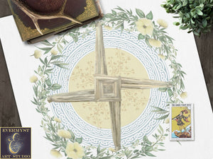 Brigid Altar Cloth - Tarot Imbolc Brig Spring Light Decor Square