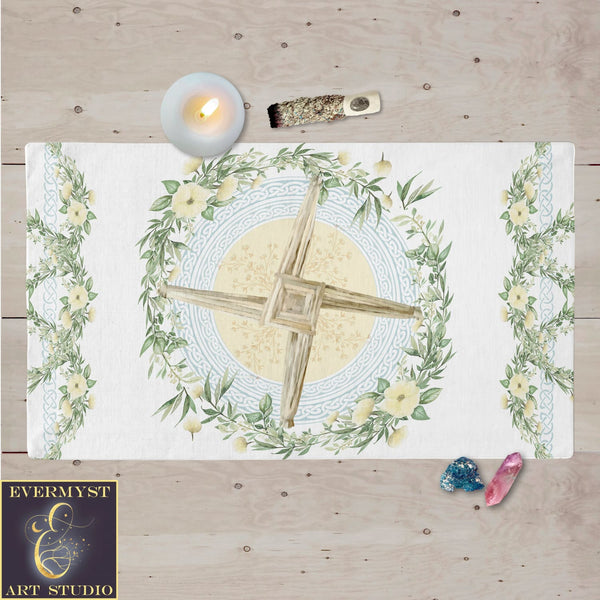 Brigid Cross Altar Cloth Spring Imbolc Tarot Mat Cotton Twill Rec