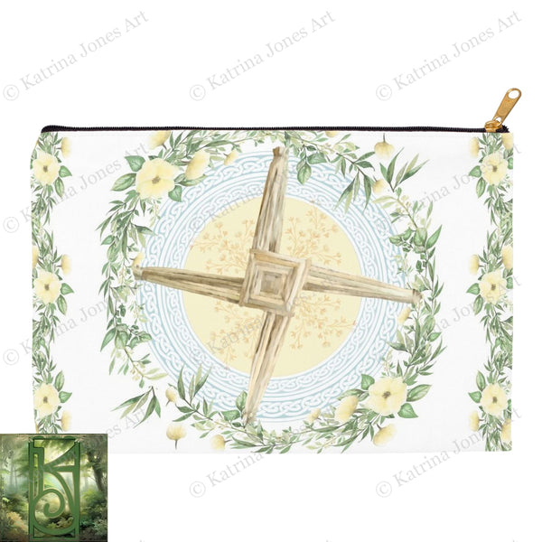 Brigid Cross Accessory Pouches Vintage Design Witch Wicca Pagan Decor Spring Imbolc Zippered Tarot