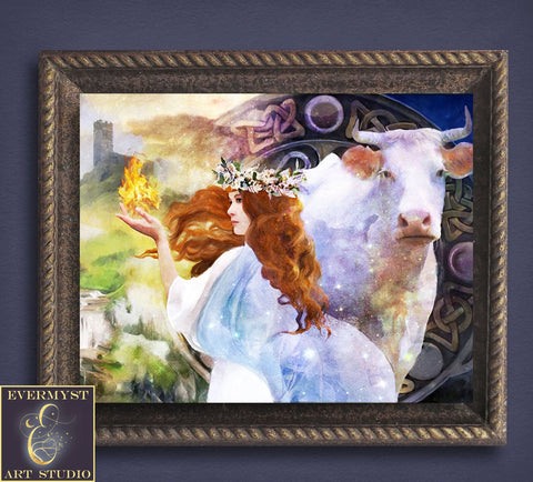 Imbolc Brigid Goddess Art - Pagan Wall Decor Witchy Gift