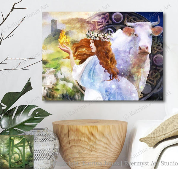Imbolc Brigid Goddess Art - Pagan Wall Decor Witchy Gift