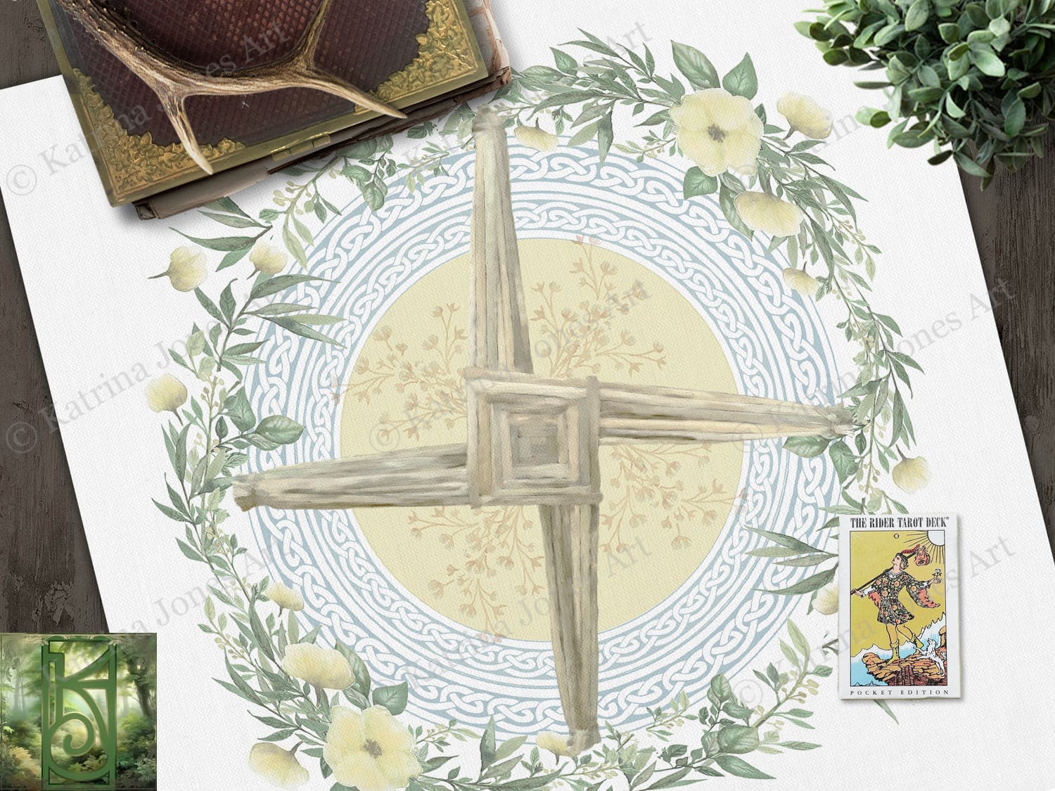 Brigid Altar Cloth - Tarot Imbolc Brig Spring Light Decor Square