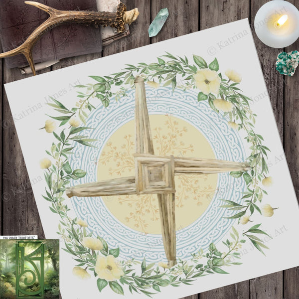 Brigid Altar Cloth - Tarot Imbolc Brig Spring Light Decor Square