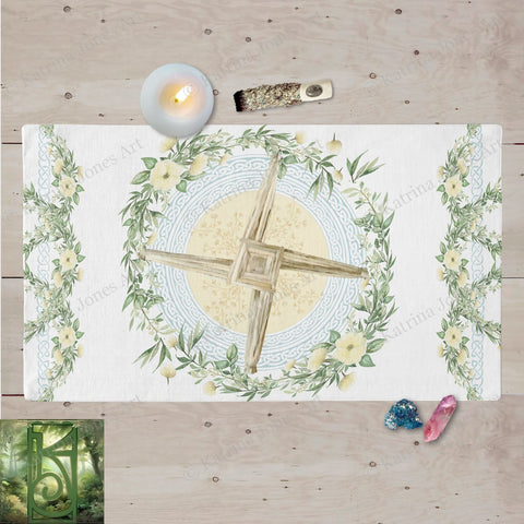 Brigid Cross Altar Cloth Spring Imbolc Tarot Mat Cotton Twill Rec