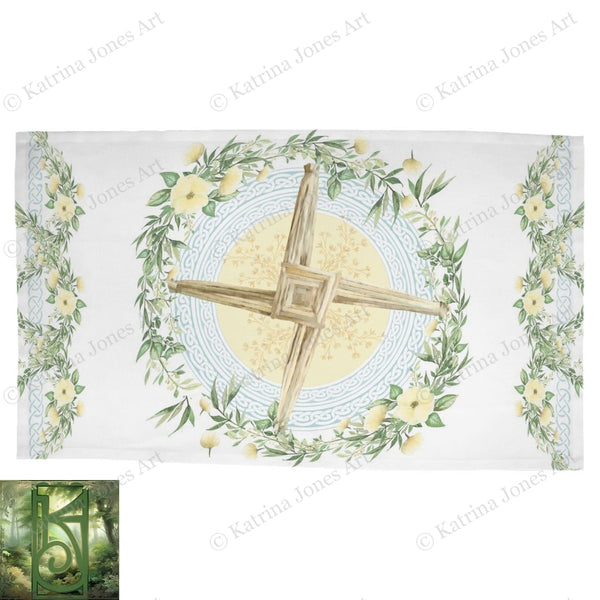 Brigid Cross Altar Cloth Spring Imbolc Tarot Mat Rec