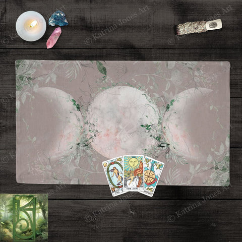 Blush And Greenery Triple Moon Altar Cloth Rec