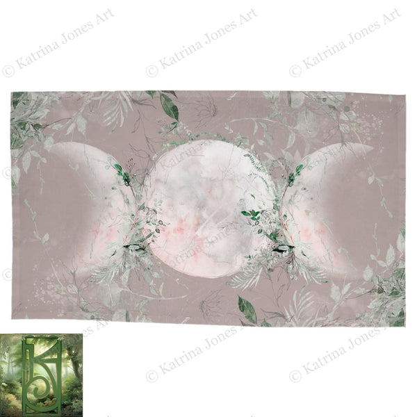 Blush And Greenery Triple Moon Altar Cloth Rec