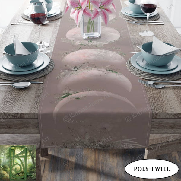 Boho Witchy Moon Phases Table Runner Altar Cloth